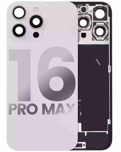 Vitre arrière ORIGINALE pour iPhone 16 Pro Max - avec plaque en métal - NFC - Magsafe - Nappe Flash - Grade A - Titane blanc