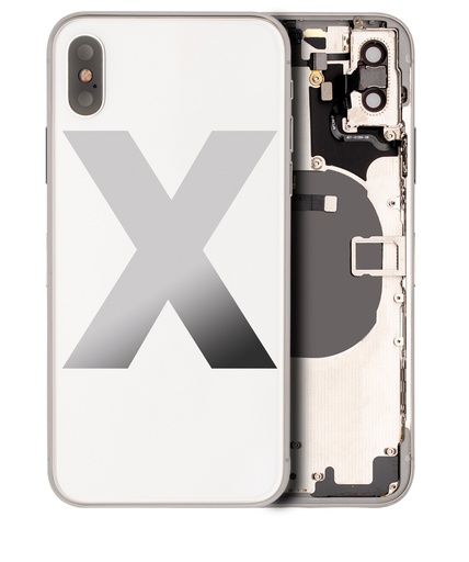 [107082009814] Châssis avec nappes pour iPhone X - Grade A (avec Logo) - Argent