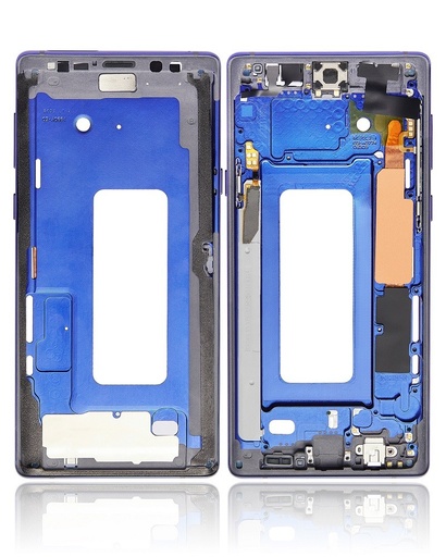 [107082012382] Chassis intermédiaire avec écouteur et boutons compatible SAMSUNG Note 9 - Bleu