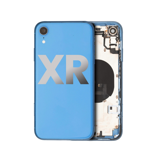 [107082009840] Châssis avec nappes pour iPhone XR - Grade A - avec logo - Bleu