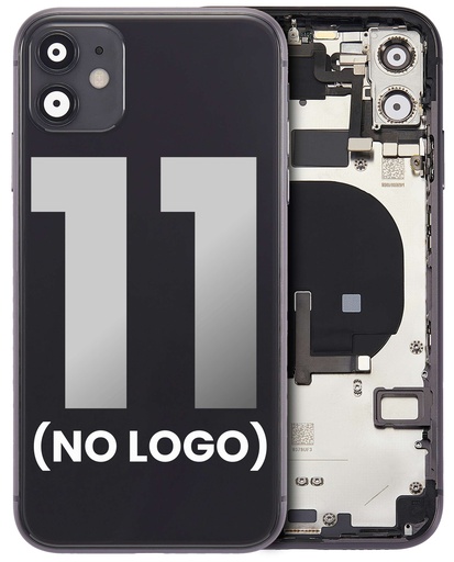 Vitre arrière avec petits composants pré-installés pour iPhone 11 - Sans logo - Aftermarket Plus - Noir
