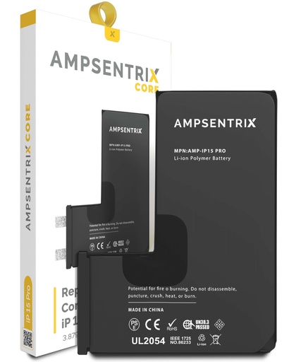 Batterie SANS BMS pour iPhone 15 Pro - AmpSentrix Core