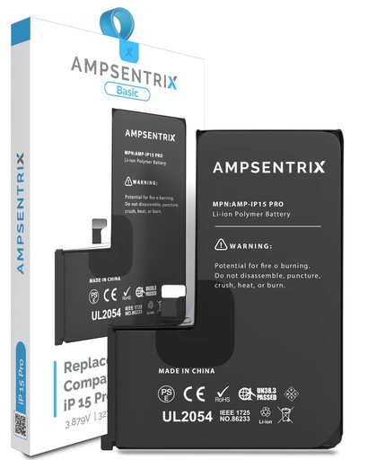 Batterie pour iPhone 15 Pro - AmpSentrix Basic