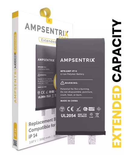 Batterie haute capacité SANS BMS pour iPhone 14 - AmpSentrix Core Extended