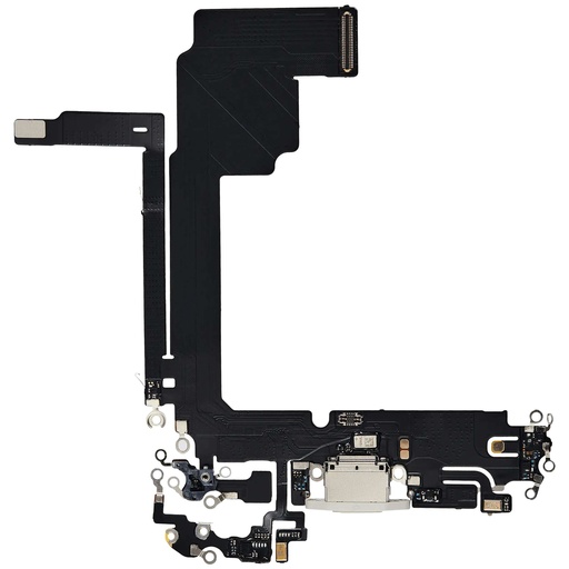 Connecteur de charge avec nappe pour iPhone 15 Pro Max - Aftermarket Plus - Titane Blanc