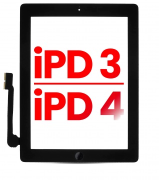 Vitre tactile pour iPad 3-iPad 4 - bouton Home préinstallé pour iPad 4 - Aftermarket Plus - Noir