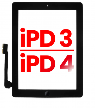 [107082005107] Vitre tactile compatible iPad 3-iPad 4 - bouton Home préinstallé pour iPad 4 - Aftermarket Plus - Noir