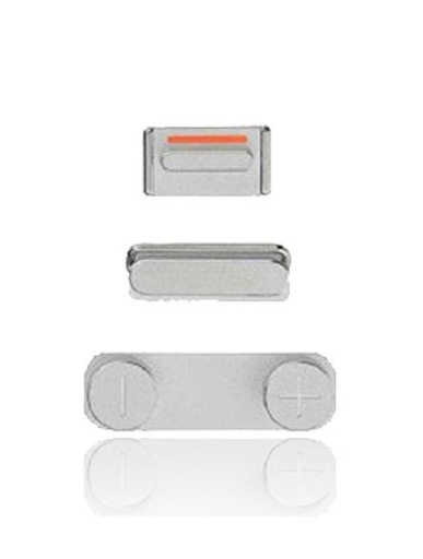 [107082000339] Kit de boutons - Power-Volume-Switch pour iPhone 5 - Argent