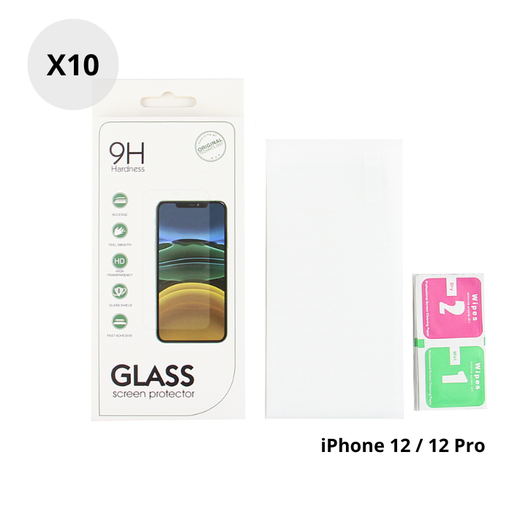 Lot de 10 verres trempés 2,5D pour iPhone 12 et 12 Pro - 6.1"