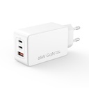Chargeur mural XO - CE13 PD QC 3.0 - 65W - 2xUSB-C et 1xUSB-A - Blanc
