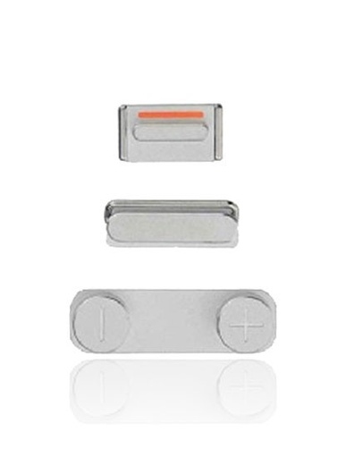 [107082000545] Kit de boutons - Power-Volume-Switch pour iPhone 5S - SE 2016 - Argent