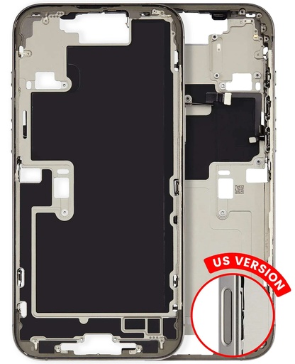 Châssis intermédiaire avec boutons Power et Volume pour iPhone 16 Pro Max - Version US - Grade A Occasion - Titane Naturel