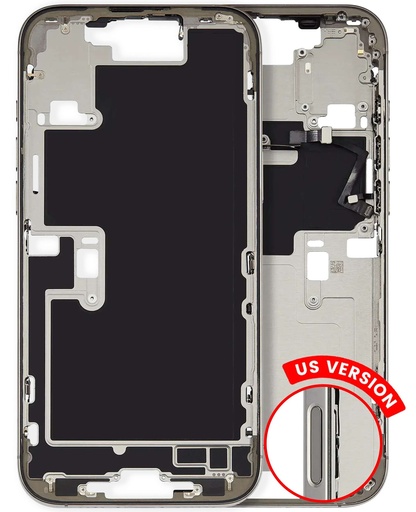 Châssis intermédiaire avec boutons Power et Volume pour iPhone 16 Pro Max - Version US - Grade A Occasion - Titane Blanc