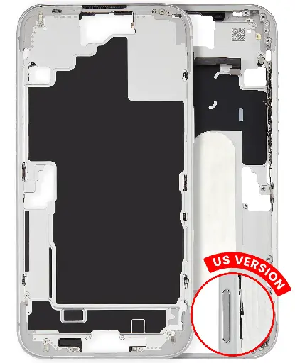 Châssis intermédiaire avec boutons Power et Volume pour iPhone 16 plus - Grade A Occasion - Blanc