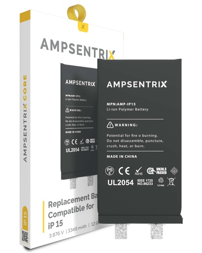 Batterie SANS BMS pour iPhone 15 - AmpSentrix Core 