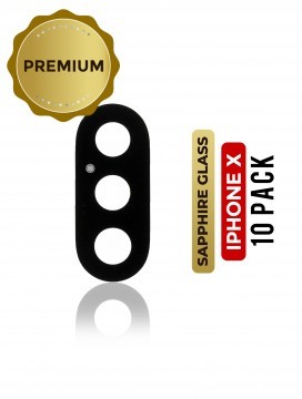 [107082002154] Lentille caméra arrière (Verre seul) pour iPhone X - Mix couleurs - Pack de 10 (Vrai Saphir l Premium Quality)