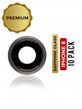 Lot de 10 lentilles caméra arrière avec support pour iPhone 8 - SE - 2020 - SE - 2022 - Gris sidéral - Saphir véritable - Premium