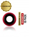Lot de 10 lentilles caméra arrière avec support pour iPhone 8 - SE - 2020 - SE - 2022 - Rouge - Saphir véritable - Premium