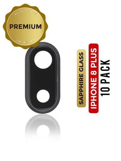 Lot de 10 lentilles caméra arrière avec support pour iPhone 8 Plus - Gris sidéral - Saphir véritable - Premium