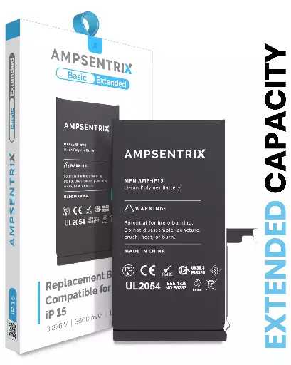 Batterie pour iPhone 15 - AmpSentrix Basic Extended 