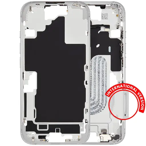 Châssis intermédiaire avec boutons Power et volume original pour iPhone 16 - Version internationale - Grade A - Blanc - original occasion