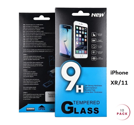 Lot de 10 verres trempés pour iPhone XR et iPhone 11