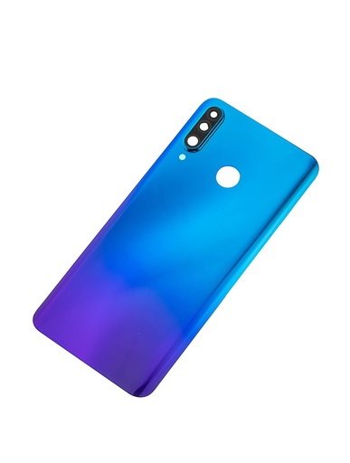 [107082065338] Vitre arrière avec lentille caméra compatible Huawei P30 Lite - Nova 4E - Sans logo - 6GB RAM - Peacock Blue