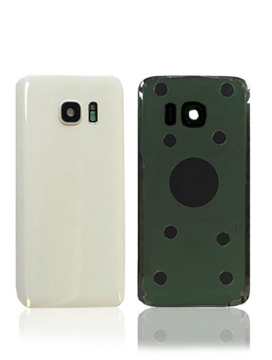 Vitre arrière avec lentille caméra pour SAMSUNG S7 - Sans logo - Aftermarket Plus - Blanc