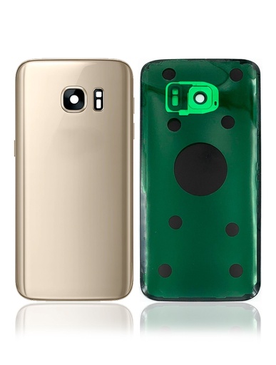 [107082010741] Vitre arrière - avec vitre caméra compatible SAMSUNG S7 - G930F - Or - Sans logo