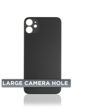 [107082069619] Vitre arrière Pour iPhone 11 (No Logo / Large Camera Hole) - Noir