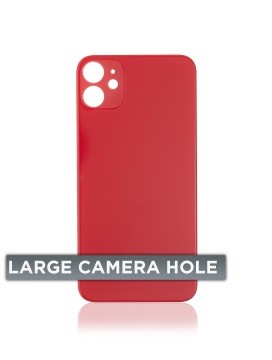 [107082069622] Vitre arrière Pour iPhone 11 - Sans logo - Large Camera Hole - Rouge