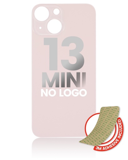 [107085042480] Vitre arrière compatible pour iPhone 13 Mini - Sans logo - Rose