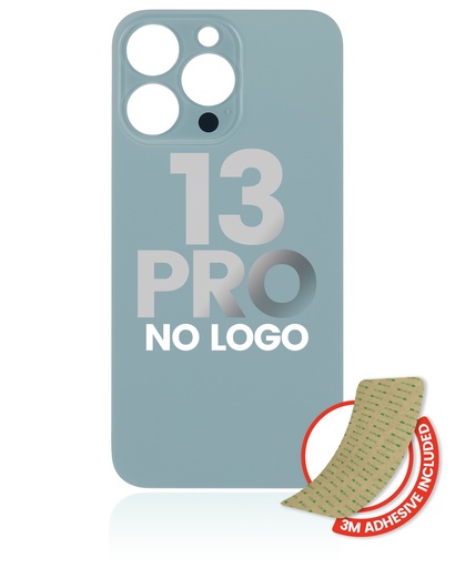 [107085042485] Vitre arrière compatible pour iPhone 13 Pro - Sans logo - Bleu alpin