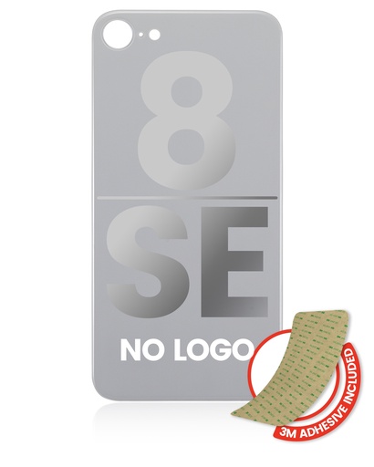 Vitre arrière avec adhésif 3M pour iPhone 8 - SE 2020 - Sans logo - Argent