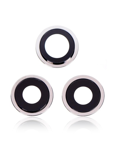 Lentille caméra arrière avec support pour iPhone 12 Pro - Saphir véritable - Premium - Argent - 3 pièces