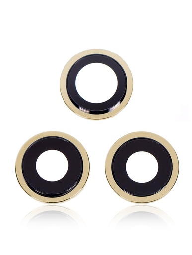 Lentille caméra arrière avec support pour iPhone 12 Pro - 3 pièces - Saphir véritable - Premium - Or
