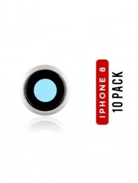 Lot de 10 Lentilles caméra arrière avec support pour iPhone 8 - SE 2020 - SE 2022 - Argent