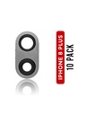Lot de 10 lentilles caméra arrière avec support pour iPhone 8 Plus - Argent