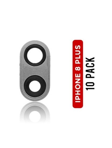 [107082000261] Lot de 10 lentilles caméra arrière avec support compatibles iPhone 8 Plus - Argent