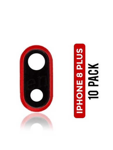 Lot de 10 lentilles caméra arrière avec support pour iPhone 8 Plus - Rouge