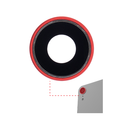 Lot de 10 lentilles caméra arrière avec support pours iPhone XR - Aftermarket Plus - Rouge