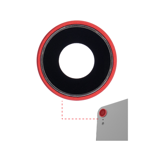[107082002332] Pack de 10 lentilles caméra arrière avec support compatible iPhone XR - Aftermarket Plus - Rouge