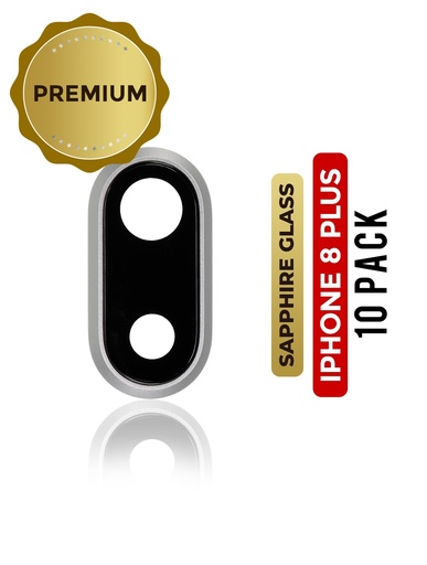 Lot de 10 lentilles caméra arrière avec support pour iphone 8 Plus - Argent - Saphir véritable - Premium