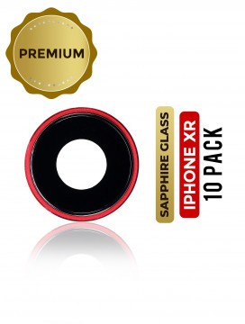 Lot de 10 lentilles caméra arrière avec support pour iphone XR - Rouge - Saphir véritable - Premium