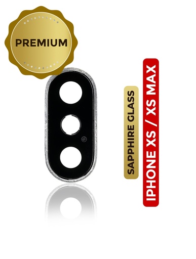 Lentille caméra arrière avec support pour iPhone XS - XS Max - Argent - Saphir véritable l Premium
