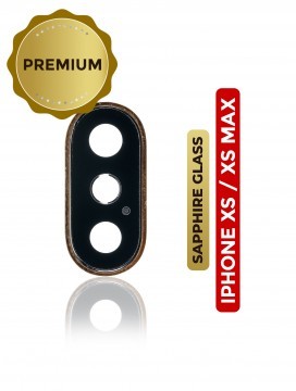 Lentille caméra arrière avec support pour iPhone XS - XS Max - Or - Saphir véritable l Premium