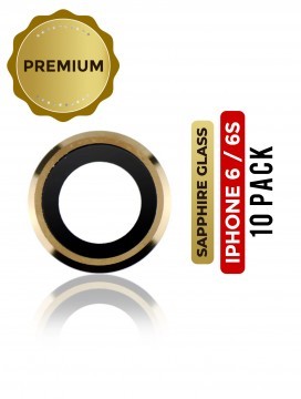 Lot de 10 lentilles caméra arrière pour iPhone 6 - 6S - Or - Saphir véritable - Premium