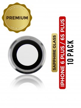 Lot de 10 lentilles caméra arrière compatibles iphone 6 Plus - 6S Plus - Argent - Vrai Saphir Premium Quality