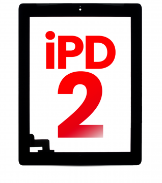 Vitre tactile pour iPad 2 bouton Home préinstallé - Aftermarket Plus - Noir