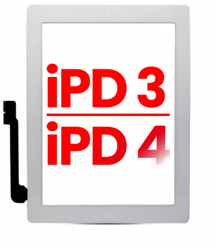 [107082005101] Vitre tactile compatible iPad 3 - iPad 4 - bouton Home préinstallé pour iPad 3 - Aftermarket Plus - Blanc